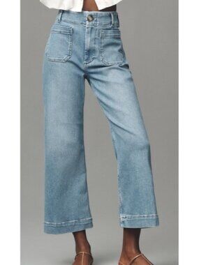 Maeve Anthropologie Women's The Colette Crop High-Rise Wide-Leg Jeans Size 26